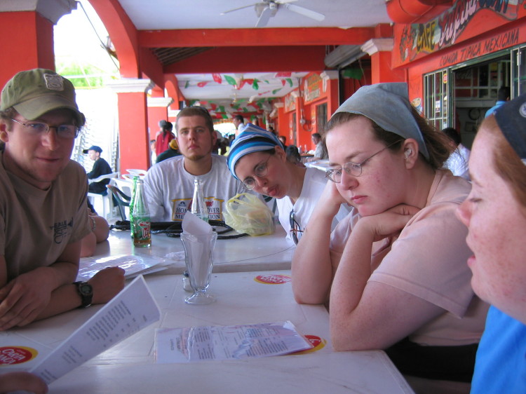 Image 129 of 168
at the patio caf� next to the market. eric, jordan, valerie, gilia, jess